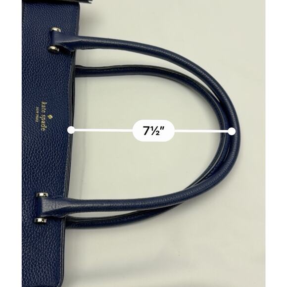 Kate Spade Chester Street Allyn Large Satchel Tote Navy Blue Pebbled Leather - Picture 5 of 14